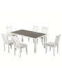 Nestfair Retro 7-Piece Dining Table Set with Extendable Table and 6 Upholstered Chairs