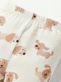 Cozy Cub 4pcs Baby Boys' Cartoon Animal Pattern Round Neck Long Sleeve Top And Footed Pants