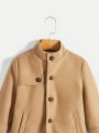 SHEIN Little Boys' Gentleman Style Casual Button Up Woolen Coat