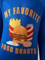 SHEIN Young Boys' Slim-fit Casual Hamburger & Letter Printed T-shirt And Long Pants Home Outfit, 2pcs/set