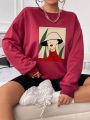 SHEIN Essnce Figure Graphic Drop Shoulder Sweatshirt