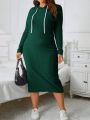 SHEIN Essnce Women's Plus Size Hoodie Dress With Drawstring