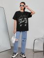 Teen Girls' Casual Print Short Sleeve T-Shirt Suitable For Summer