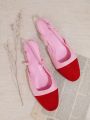 Women's Contrast Color Slip-on Loafers With Back Strap
