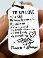 1pc To My Love Keychain Gift For Husband Wife Anniversary Valentines Birthday Boyfriend Girlfriend Jewelry For Him Her Women Men
