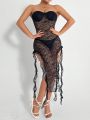 SHEIN BAE Split Thigh Lace Tube Dress