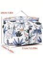 1pc Cartoon Sketch Flower Print Nylon Waterproof Multifunctional Durable Large Capacity Handheld Shoulder Diaper Bag