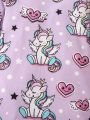 SHEIN Kids QTFun Little Girls' Cartoon Unicorn Print Dress