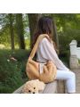 Plush Pet Carrier Backpack, Shoulder Bag, Crossbody Bag, For Cats And Dogs, Great For Outdoor Activities