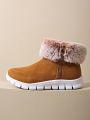 Women's Winter Snow Boots & Naked Boots, Casual, Comfortable, Lightweight, Flat, Slip-on, Furry Brown Boots