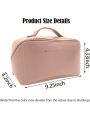 Large Capacity Travel Cosmetic Bag,Makeup Bag,Waterproof Portable PU Leather Makeup Organizer Bag with Dividers and Handle (Pink)