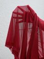 Plus-Size Bowknot Decorated Backless Net Yarn Sleepwear With Spaghetti Straps