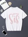 Teen Girls' Letter Printed Casual Short Sleeve T-Shirt