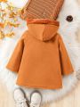 Thickened Plush Woolen Everyday Casual Hooded Long Sleeve Jacket For Baby Boys Perfect For Outdoors, Autumn And Winter