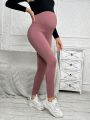 SHEIN Maternity Knitted Long Waist Adjustable High-waist Leggings