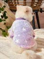 PETSIN (With Night Light) Starry Gradient Color Print Flannel Pet Clothes, Without Hat, Purple, 1 Piece