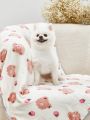 PETSIN Cute Strawberry & Bear Printed Warm Pet Blanket In Beige