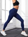 SHEIN Yoga Basic Solid Color Mesh Patchwork Sport Leggings