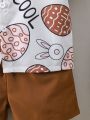 SHEIN Kids QTFun Young Boy Easter Egg Printed Shirt & Shorts Set