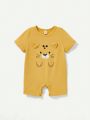 Cozy Cub Baby Boys' Cartoon Animal Pattern Short Sleeve Romper With Ear Detail And Shorts Set
