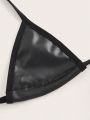 Women'S Sexy Faux Leather Halter Neck Strap Lingerie