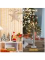 Costway 2ft Pre-lit White Twig Birch Tree Battery Powered for Christmas Holiday