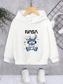 Young Boy Letter & Cartoon Graphic Thermal Lined Hoodie