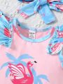 Baby Girls' Flamingo Printed Casual Outfit Set