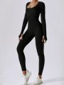 Women's Athletic Jumpsuit With Big Round Collar