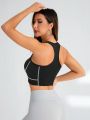 Running Contrasting Seam Racerback Work Out Bra