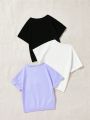 SHEIN Yoga Basic 3pcs Solid Color Sports T-shirts