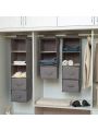 4-Shelf Hanging Closet Organizer Foldable Wardrobe Shoe Garment Storage Shelves Laundry Basket Cosmetics Storage Box for Bedroom Nursery Bathroom Living Room Grey 10.6''W x 10.6''D x 31.5''H