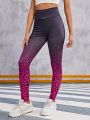 SHEIN Teen Girl Knit Gradient Leopard Print Wide Waist Casual Leggings