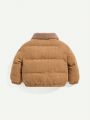 Cozy Cub Baby Boy Letter Patched Borg Collar Puffer Coat
