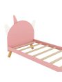 Wooden Cute Platform Bed With Curved Headboard,Twin Size Bed With Shelf Behind Headboard,White