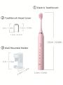 1pc Electric Toothbrush With 3 Replaceable Heads, Usb Rechargeable, 5 Cleaning Modes, Bathroom Wall Mounted Holder With Storage Rack, Travel Toothbrush Head Cover, Sonic Toothbrush Ipx7 Waterproof, Teeth Whitening & Oral Health Care, Suitable For