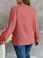 Plus Size Women'S Lace Patchwork Ruffle Sleeve Shirt