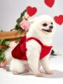 PETSIN Red Velvet 3d Flower Lantern Suspender Skirt, Valentine'S Day Pet Cat & Dog Dress