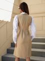 SHEIN Privé Ladies' Solid Color Simple And Elegant Dress