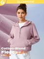GLOWMODE Cotton-Blend Fleece Get Physical Half-Zip Kangaroo Pocket Hoodie Comfortable Warm