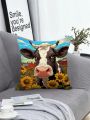 Sunflower And Cattle Printed Pillowcase