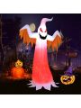 Gymax 6FT Inflatable Halloween Ghost Party Decoration w/ Flame Lights