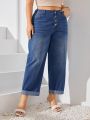 Plus Size Women'S Denim Jeans With Button Front Closure