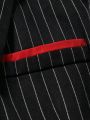 Manfinity Men 1pc Striped Print Single Button Blazer