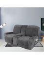 2 Seater Recline Chair Sofa Cover Velvet Stretch Recliner Loveseat Sofa Cover with Center Console Sofa Slipcover