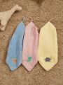 3pcs Cartoon Embroidered Towel, Cute Small Soft Washcloth For Kids