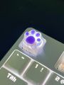 1pc Cute Purple Cat Paw Design Keycap Made Of Wear-resistant & Transparent Abs Material, Suitable For Cross-axis Mechanical Keyboard