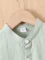 SHEIN Kids EVRYDAY Young Boy Solid Color Rolled Up Sleeve Casual Shirt