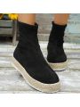 Women's Fashionable Braided Rope Slip-on Shoes, Fishing Booties, Slip-resistant Short Boots, High-top Casual Shoes With Wrapped Edge