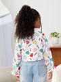 SHEIN Kids FANZEY Young Girl Colorful Heart Print Shirt